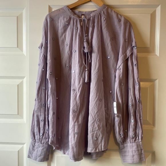 Free People shine so bright lavender mirror top - Picture 2 of 6